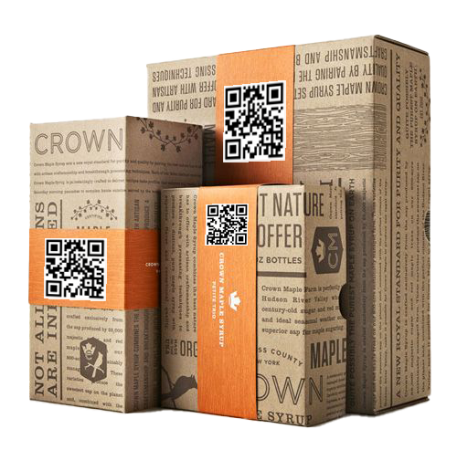cartons with QR codes